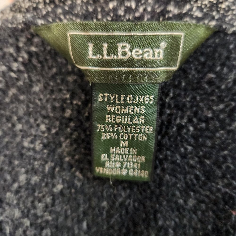 LL Bean Black & White Marled Knit Cardigan Size M - Picture 3 of 3